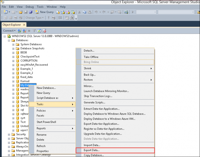 How to Import and Export SQL Server Database